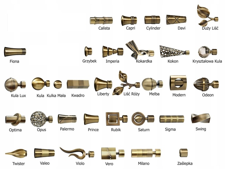 KARNISZ pojedynczy 19mm / 200 cm LUXURY CICHE KÓŁKA wzory 6 KOLORÓW wybór