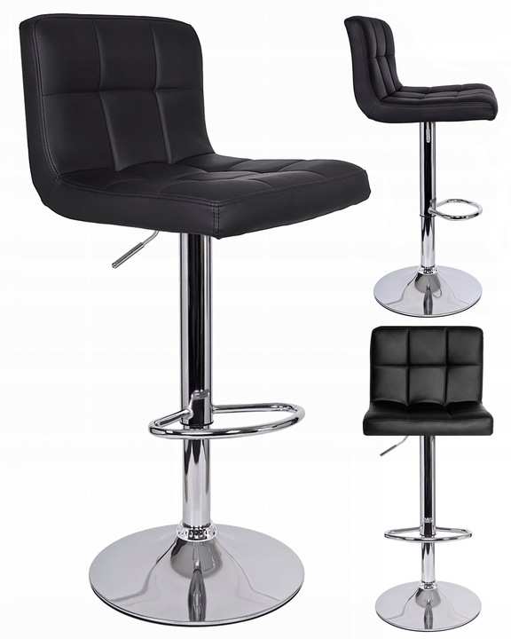 Hoker kuchenny obrotowy czarny z oparciem loft regulowany wysoki