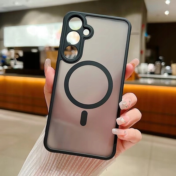 2x SZKŁO+ ETUI WZMACNIANE MAGSAFE CASE CZARNY MATT do SAMSUNG GALAXY S24 FE