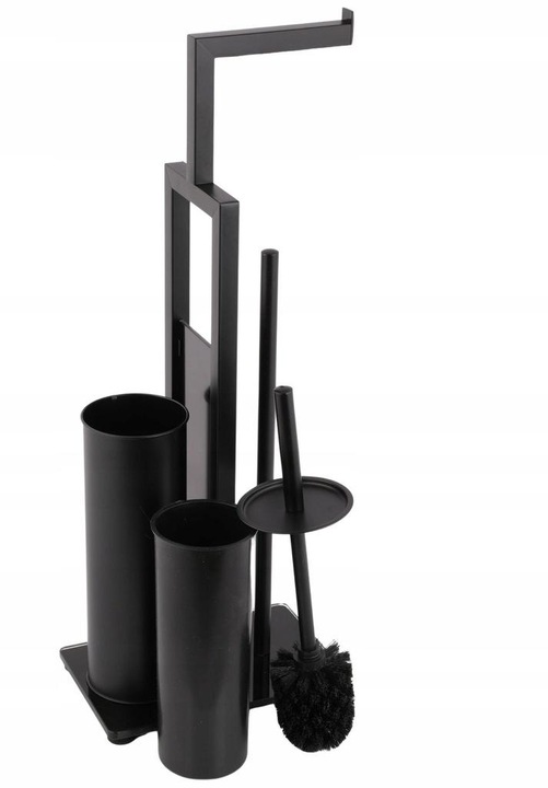 Stojak na papier toaletowy z uchwytem i szczotka do WC czarny loft