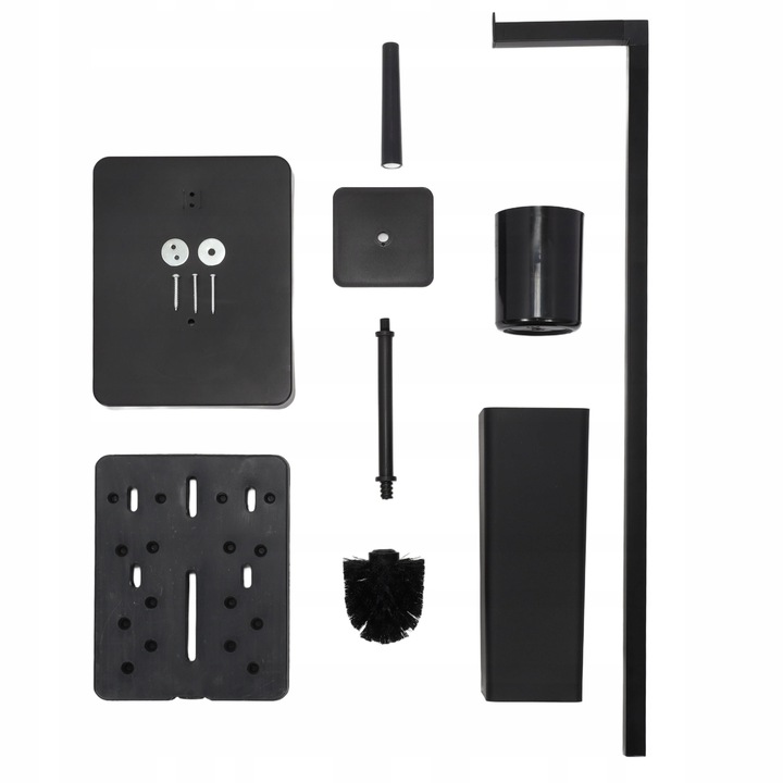 STOJAK NA PAPIER TOALETOWY CZARNY Z POJEMNIKIEM NA SZCZOTKĘ 2W1