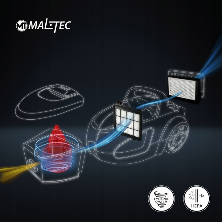 ODKURZACZ BEZWORKOWY CYKLONOWY DOMOWY HEPA TURBOSZCZOTKA LEKKI MOCNY
