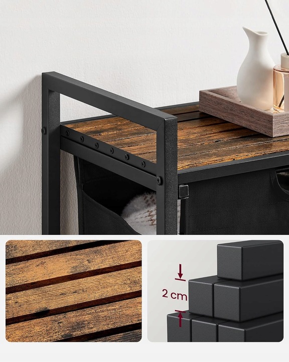 Kosz wolnostojący 2 PRZEGRÓDKI na pranie 2x46L 73 x 33 x 72 CZARNY z