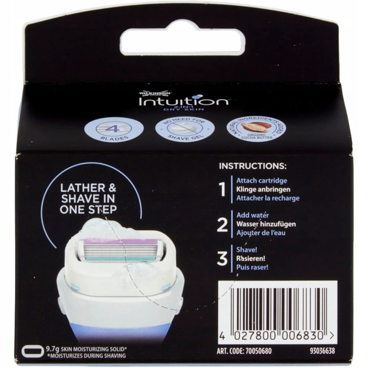 3x Wkłady Nożyki WILKINSON Intuition Dry Skin