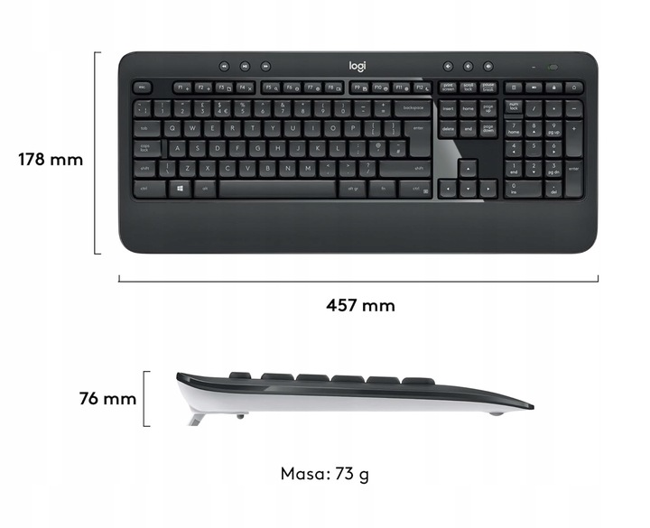 Zestaw Logitech MK540 Bezprzewodowy Klawiatura i Mysz QWERTY czarny
