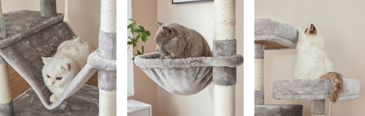 DRAPAK DRZEWO WIEŻA DOMEK DLA KOTA DUŻA 206CM SZARA XXL