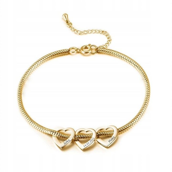 BRANSOLETKA żmijka SERCA dla KOBIETY mamy GRAWER