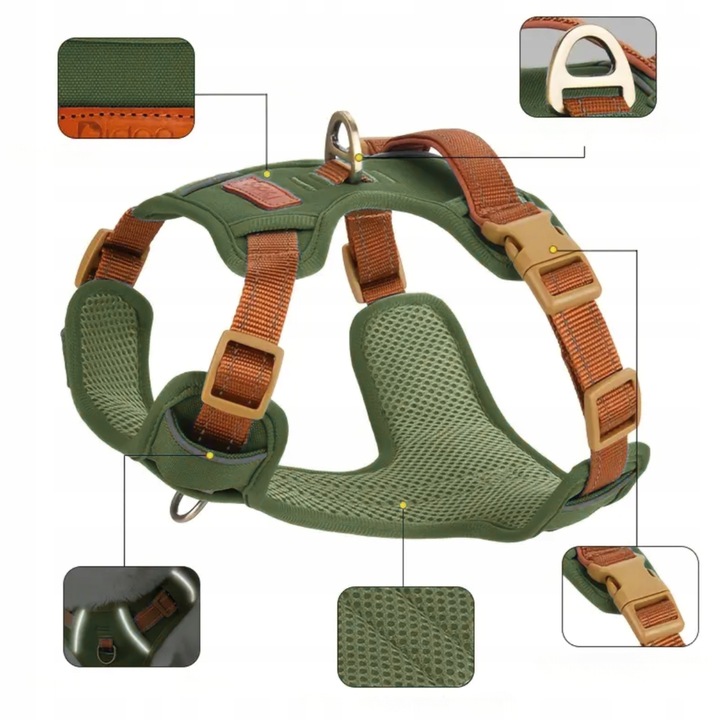 Szelki Dla Małego / Dużego Psa Mocne Easy Walk Regulowane M Odblaskowe