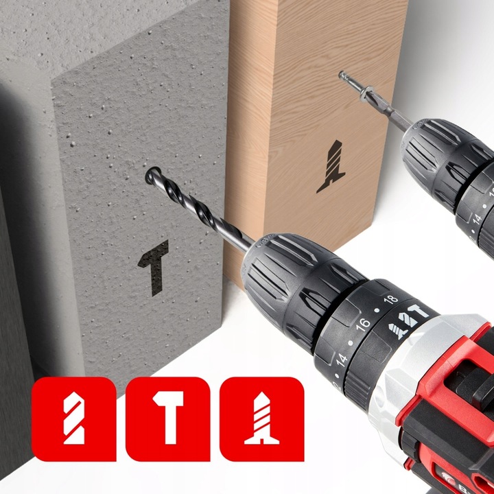 Wiertarko Wkrętarka 20V 2 akumulatory 2,0Ah Bity Wiertła Walizka