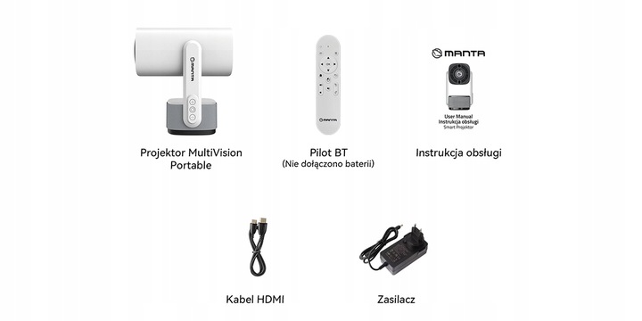 PROJEKTOR RZUTNIK AKUMULATOR PRZENOŚNY OBROTOWY LED MOBILNY SMART TV +HDMI