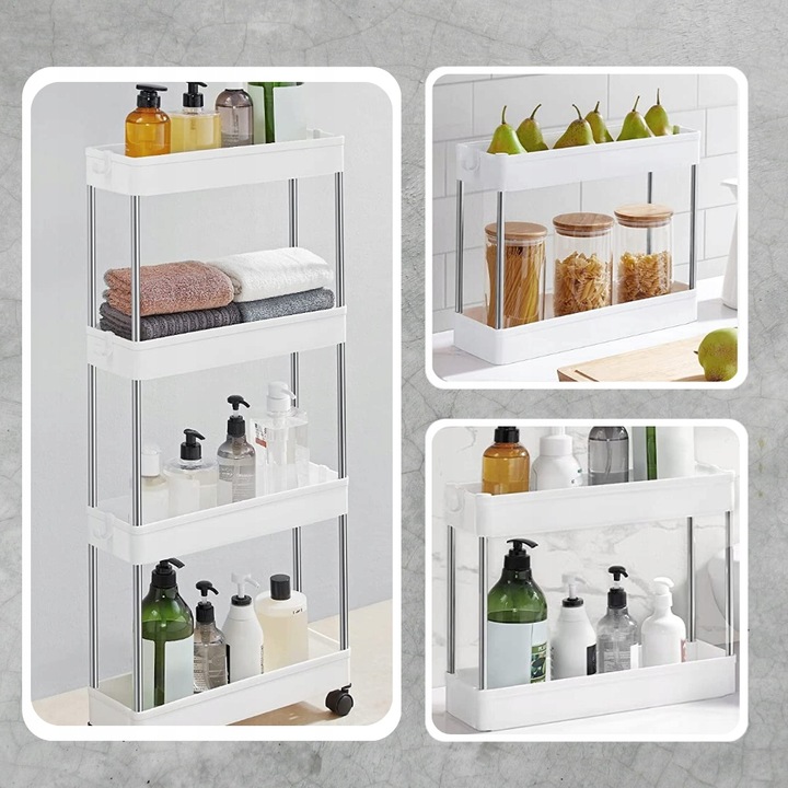 PÓŁKA ŁAZIENKOWA KUCHENNA SZAFKA NA KÓŁKACH REGAŁ 4 POZIOMOWY Z