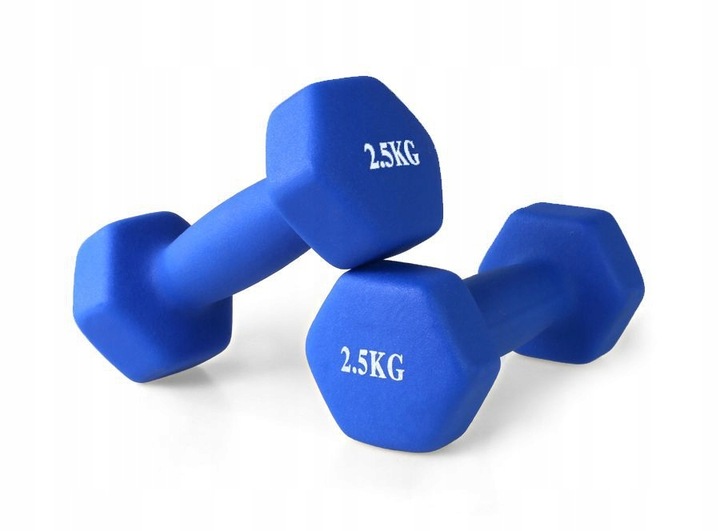 HANTLE ŻELIWNE HANTELKI NEOPRENOWE DO ĆWICZEŃ CIĘŻARKI ZESTAW 2x2,5 kg