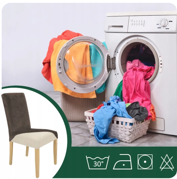 6 SZT POKROWIEC NA KRZESŁO POKROWCE KAKAOWY BRĄZ ELASTYCZNY GRUBY