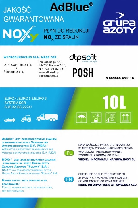 10L AdBlue Płyn do Redukcji Emisji Spalin 10L Ad Blue