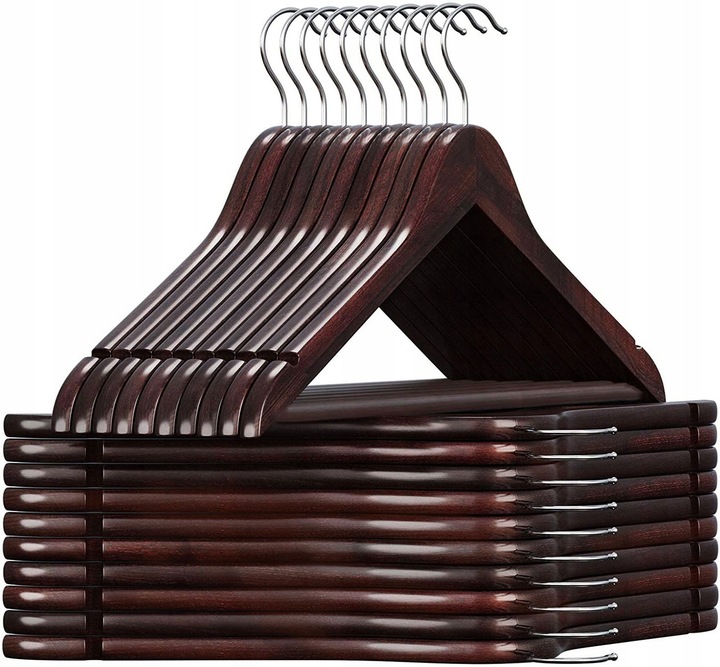 WIESZAK DREWNIANY ZESTAW 30x WIESZAKI DREWNIANE BRĄZOWE NA UBRANIA DO