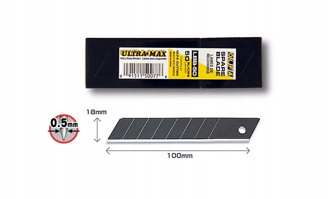 OLFA LBB-50 ostrza 18 mm Excel Black 50 szt., opakowanie zbiorcze