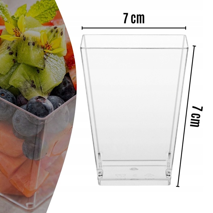 KUBEK PUCHARKI NA PRZEKĄSKI DESERY 200ML 50SZT POJEMNIK NA DESER KWADRATOWY