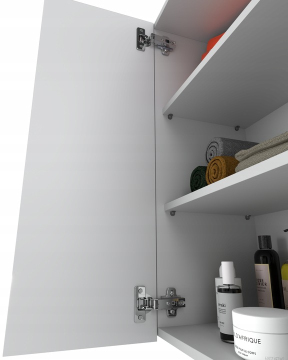 SZAFKA ŁAZIENKOWA WISZĄCA 60CM BIAŁA MATOWA DWUDRZWIOWA BEZUCHYWTOWA