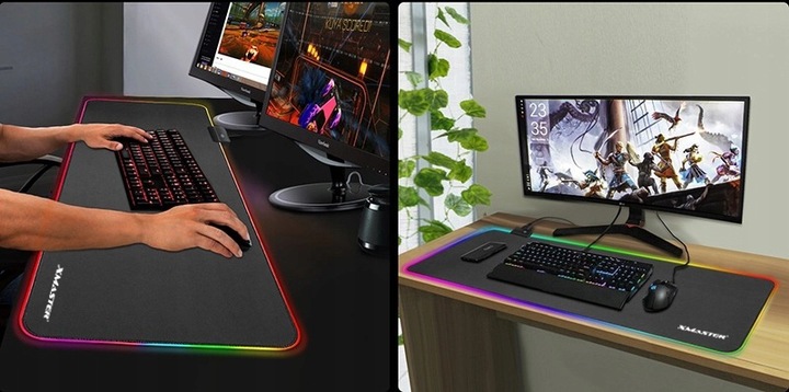 PODKŁADKA POD MYSZKĘ RGB LED GAMINGOWA DUŻA SZEROKA XMASTER XXL