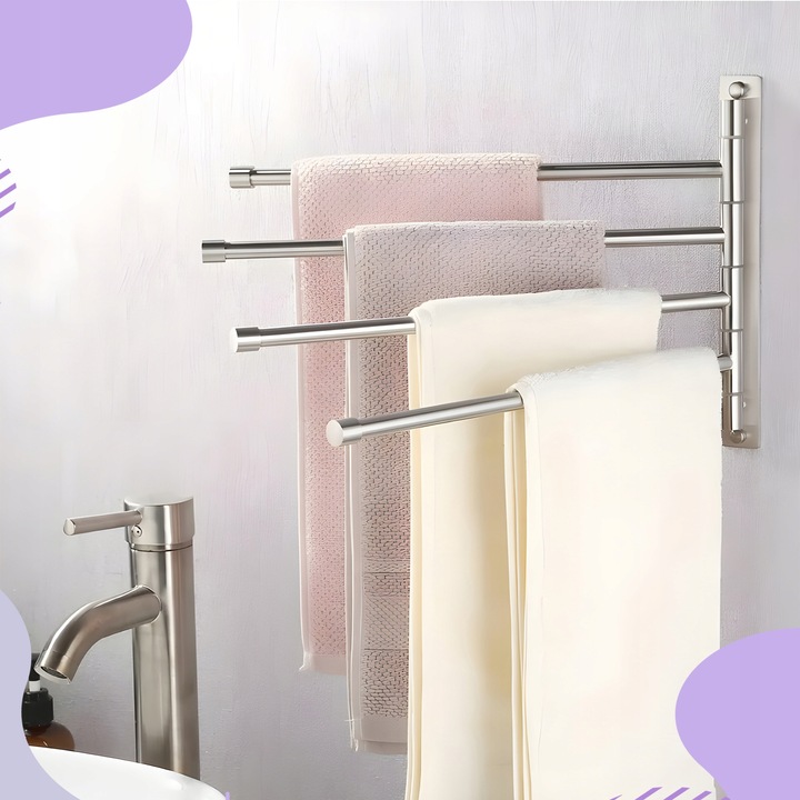 WIESZAK NA RĘCZNIKI ŁAZIENKOWY OBROTOWY ALUMINIOWY ŚCIENNY DO ŁAZIENKI