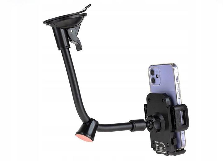 ZESTAW ŁADOWARKA 4xUSB 7A UCHWYT DO SZYBY DŁUGI ELASTYCZNY PODPÓRKA