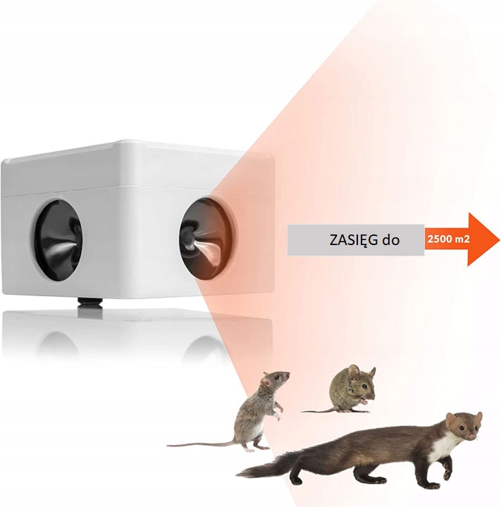 potrójny odstraszacz na kuny na myszy 2500m2 moc