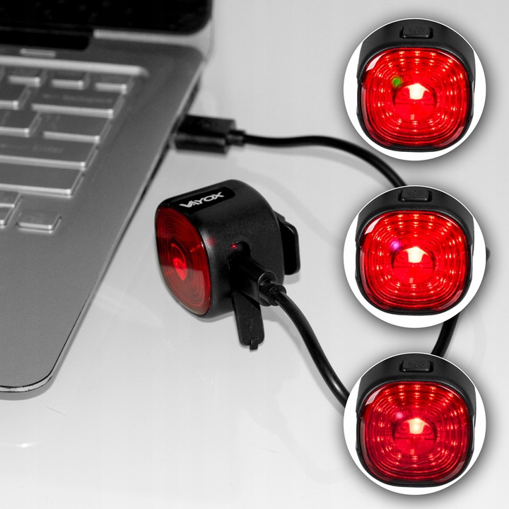LAMPKA ROWEROWA TYLNA CZERWONA 17xLED WODOODPRONA MOCNA USB-C VAYOX