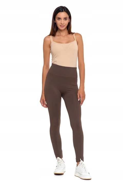 Prążkowane Legginsy Getry Damskie Wysoki Stan Modne Kryjące MORAJ L/XL