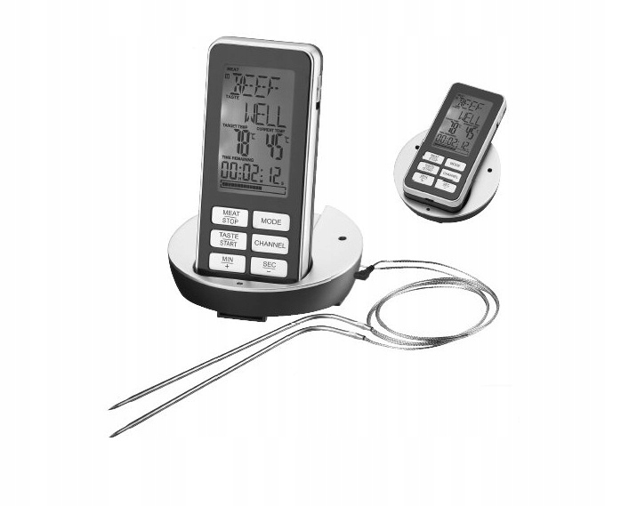 BEZPRZEWODOWY TERMOMETR DO GRILLA WĘDZARNI DOMOWY DO MIĘSA STEKÓW 2x