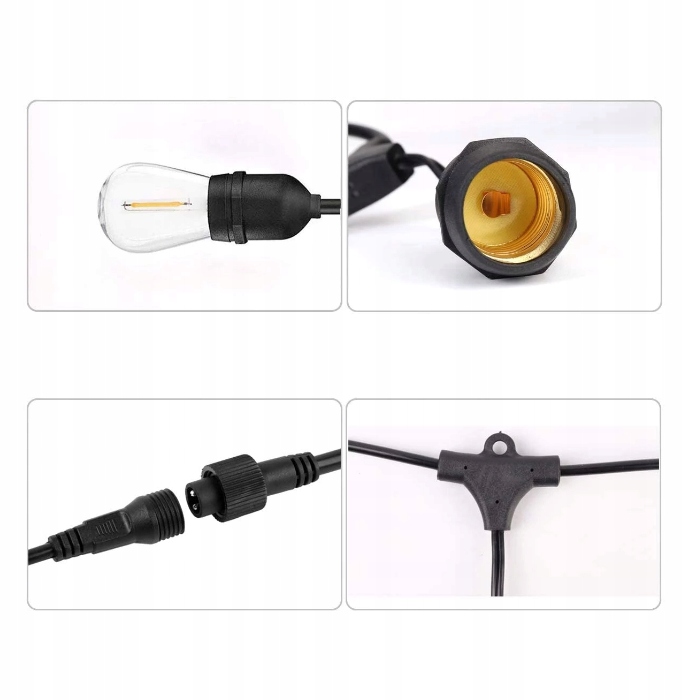 Girlanda Świetlna Ogrodowa Łańcuch Świetlny 20 m + 20 LED E27 Wodoodporna