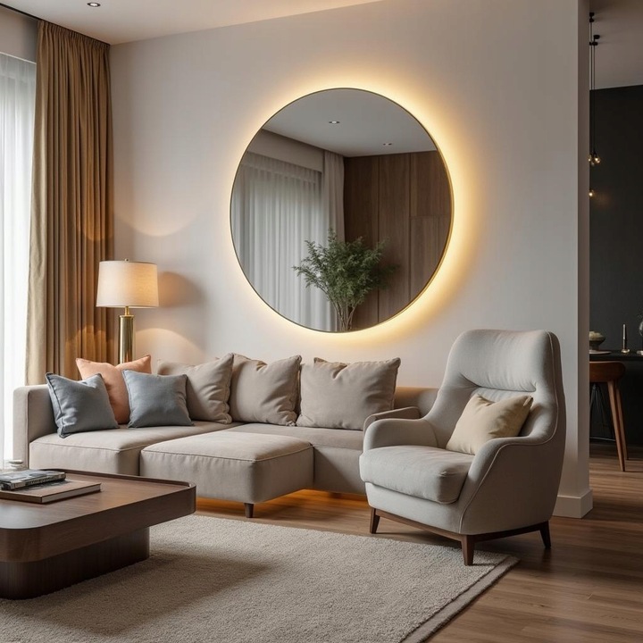 LUSTRO LED COB okrągłe 80 cm PODŚWIETLANE łazienkowe, uniwersalne IP67