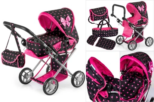 WÓZEK DLA LALEK GŁĘBOKI SPACERÓWKA GONDOLA 3w1 KINDERPLAY TORBA POŚCIEL