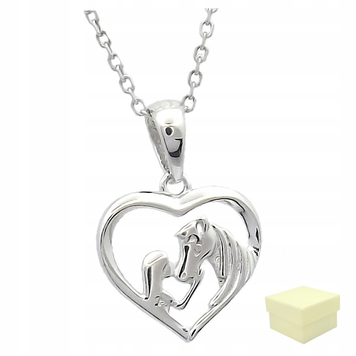 Naszyjnik Srebrny Zawieszka i Łańcuszek Serce Serduszko Koń i Dziewczyna