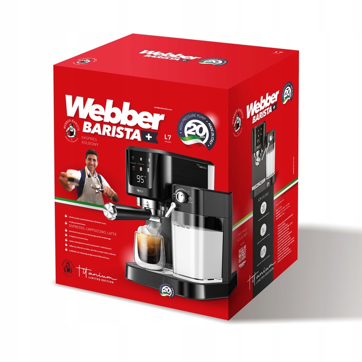 EKSPRES DO KAWY CIŚNIENIOWY KOLBOWY PÓŁAUTOMATYCZNY WEBBER 20 BAR L7