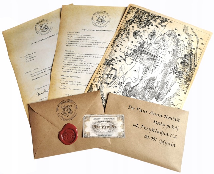 Twój List z Hogwartu Harry Potter - pieczęć, bilet
