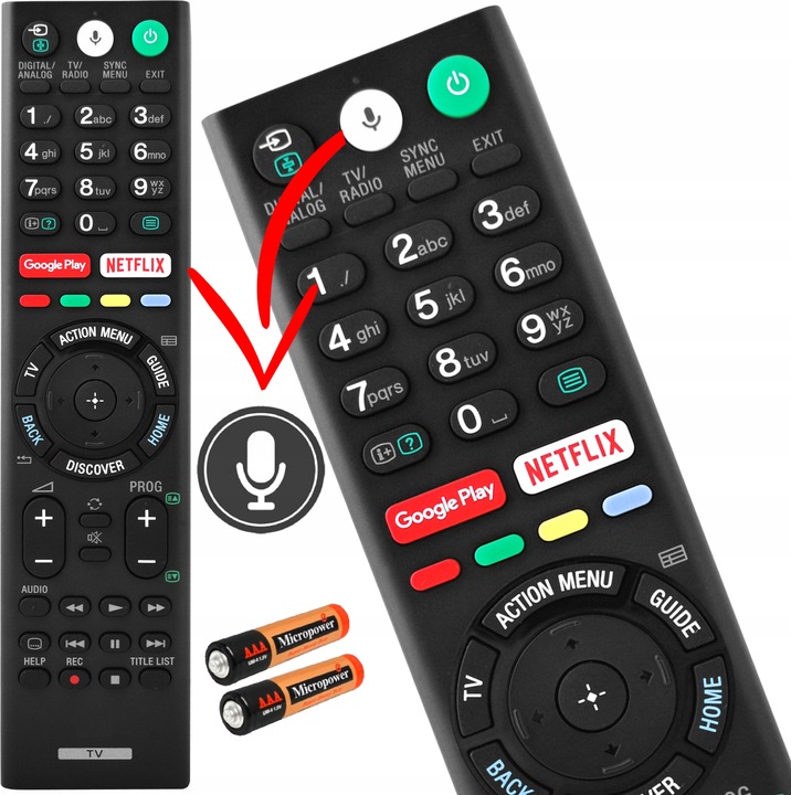 PILOT DO TELEWIZORA SONY SMART GOOGLE PLAY NETFLIX VOICE BATERIE