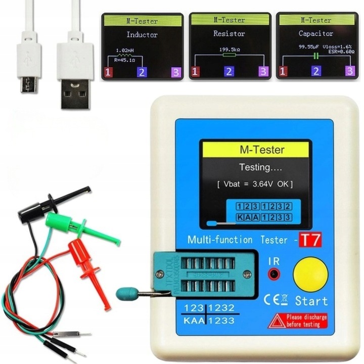 Multimetr TESTER TRANZYSTORÓW CEWEK DIÓD KONDENSATORÓW LCR-T7 MIERNIK