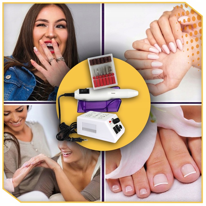 FREZARKA DO PAZNOKCI MANICURE PEDICURE PROFESJONALNA MOCNA 20W frezy zestaw