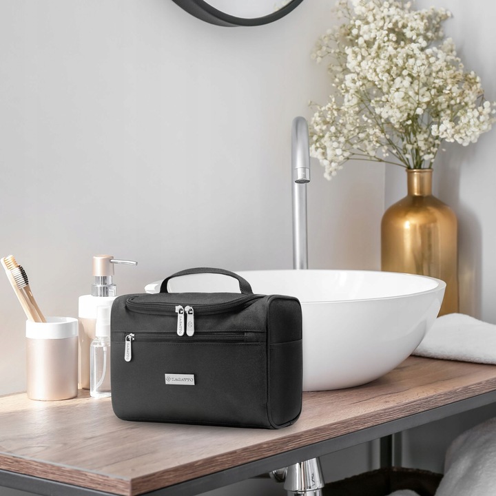 Kosmetyczka podróżna wisząca pojemna damska męska organizer czarny