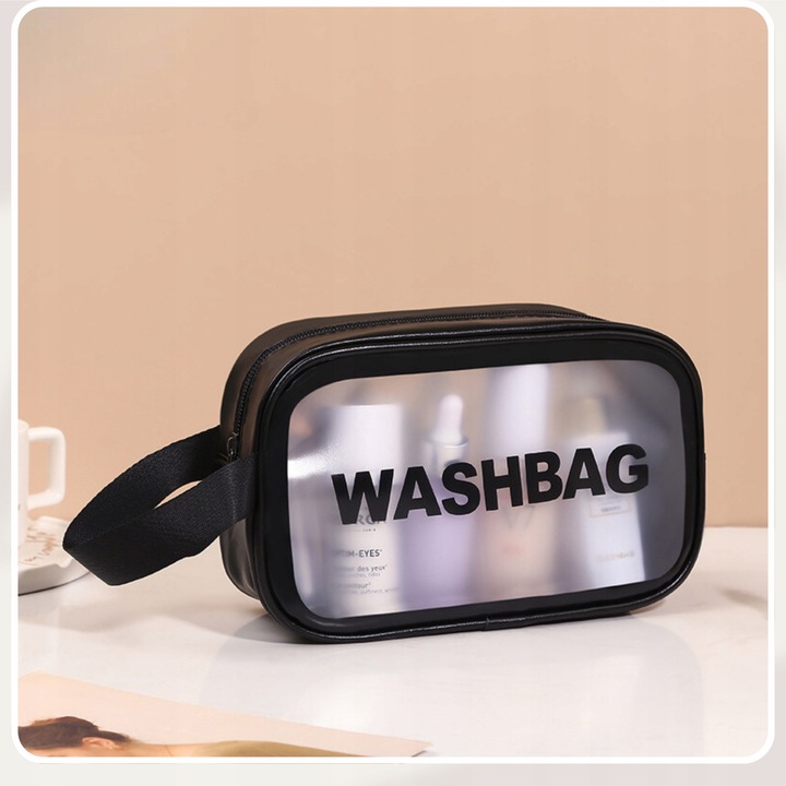 3w1 KOSMETYCZKA PRZEZROCZYSTA TRANSPARENTNA PODRÓŻNA ORGANIZER DO SAMOLOTU