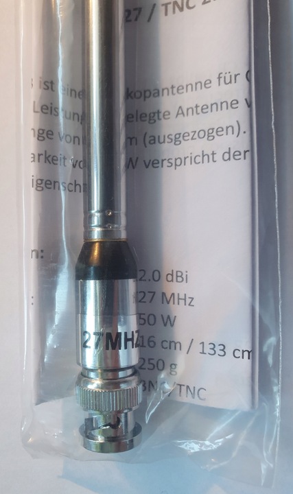 antena Albrecht BNC27 teleskopowa do ALAN 42 90cm 2dB 27MHz BNC