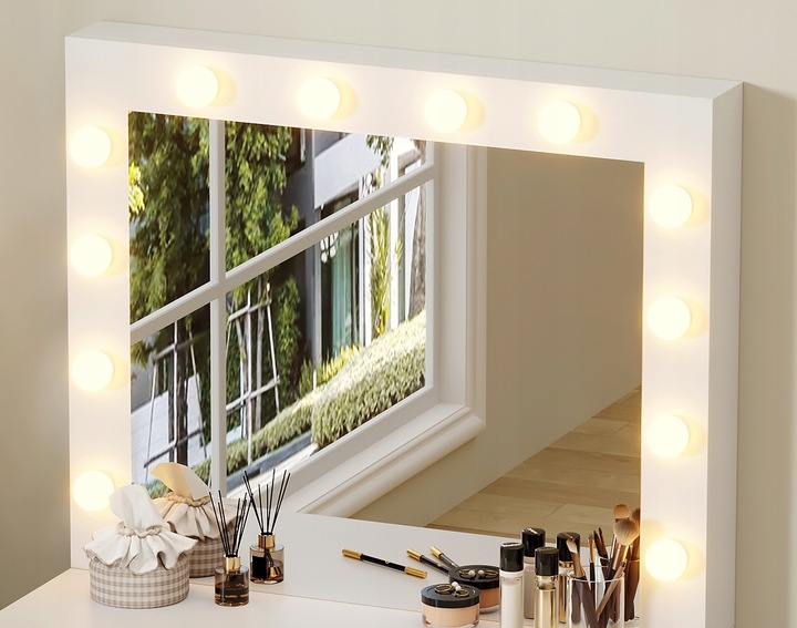 Toaletka kosmetyczna z oświetlniem LED z lustrem do makijażu +