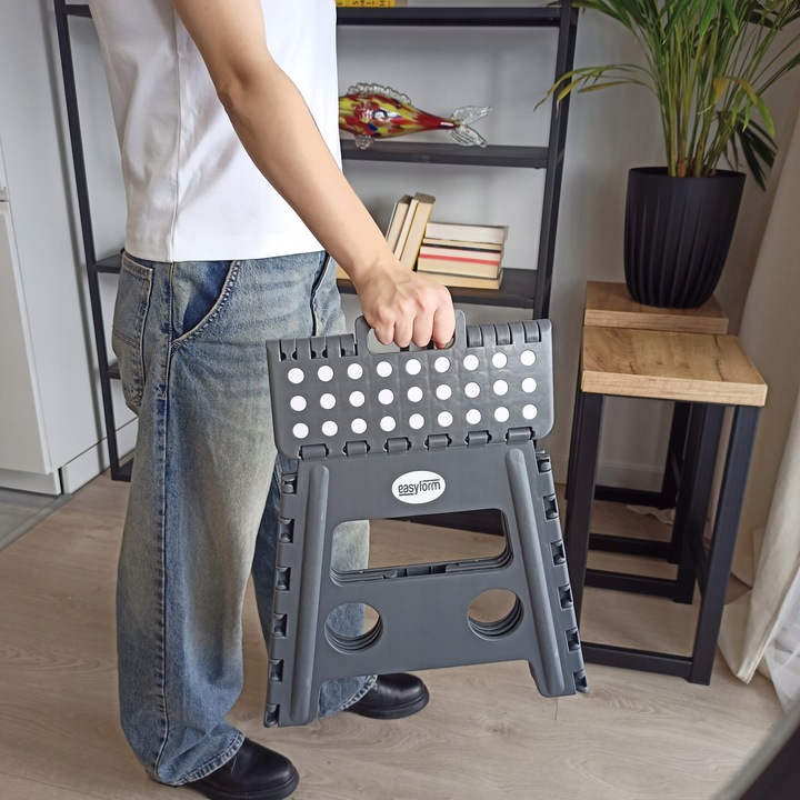 Taboret składany stołek podnóżek antypoślizgowy szary Easyform 32cm