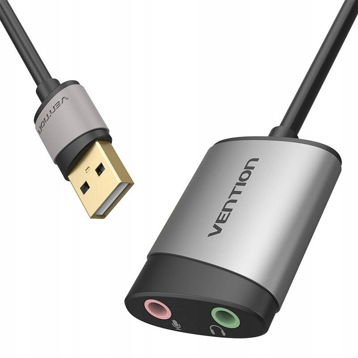 2 x Vention Zewnętrzna Karta Dźwiękowa Adapter USB-A Mikrofon Słuchawki 0,1
