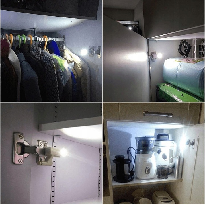 10x LAMPKA LAMPKI DO SZAFKI SZAFY NA ZAWIAS ZAWIASY DRZWI 3LED +