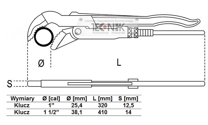 KLUCZ HYDRAULICZNY DO RUR SZWEDZKI S NASTAWNY 1
