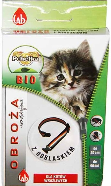 Pchełka BIO Obroża dla kotów na pchły i kleszcze 30cm (odblaskowa)
