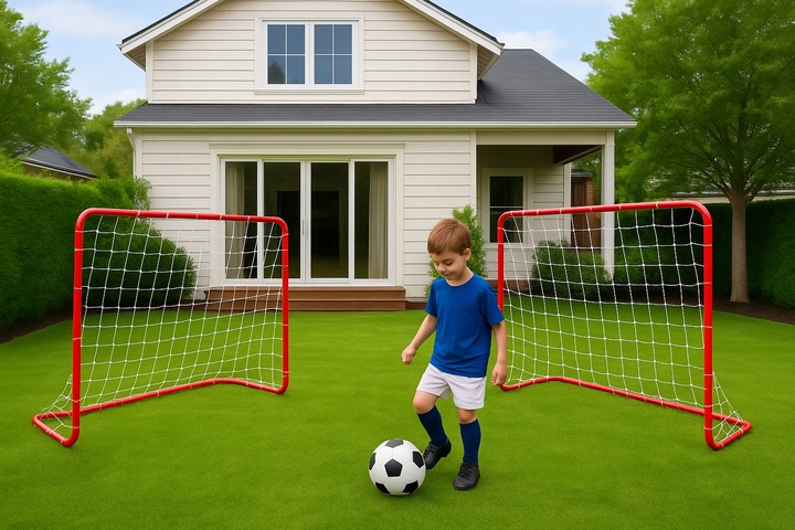 2x BRAMKA PIŁKARSKA ZESTAW DO PIŁKI NOŻNEJ SKŁADANE OGRODOWE 182x122 ZESTAW