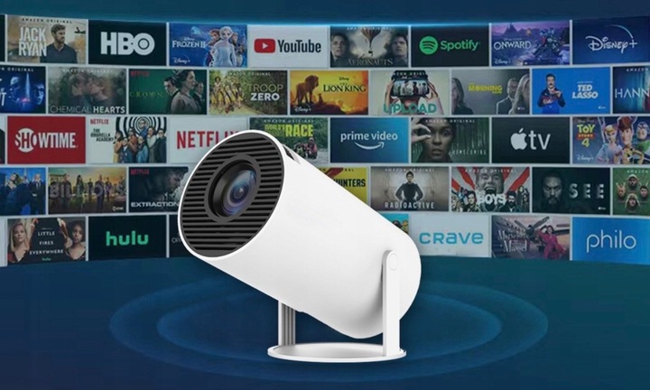 PROJEKTOR RZUTNIK LED ANDROID OBROTOWY 4K TV WIFI GŁOŚNIK BLUETOOTH HD 2025