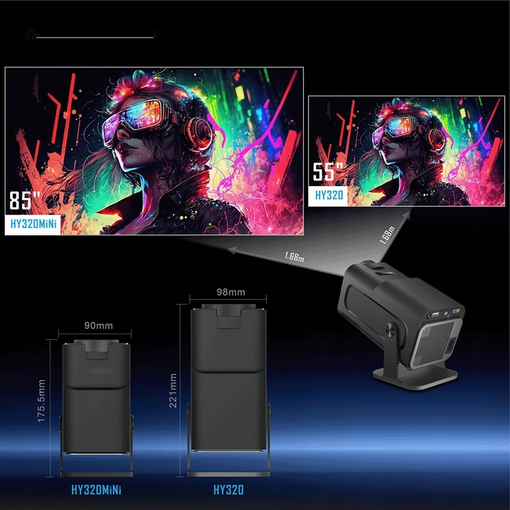 PROJEKTOR HY320 MINI RZUTNIK PRZENOŚNY ANDROID HD SMART TV NAJNOWSZA WERSJA